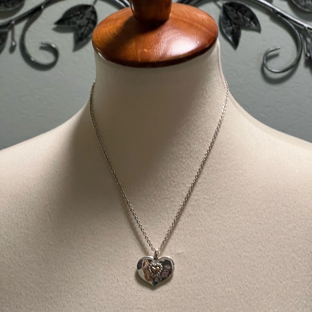 Brighton Silver & Gold Heart Necklace “ Love Beyond Words” #BJNK